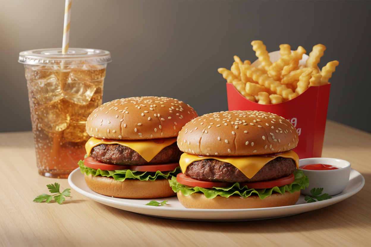 2x Hamburger 1x Pommes & 1x Getränk Hauptbild