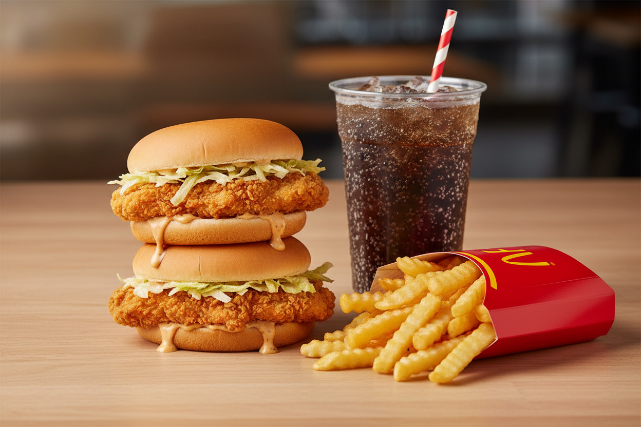 2xChicken Burger + 1xPommes + 1xGetränk