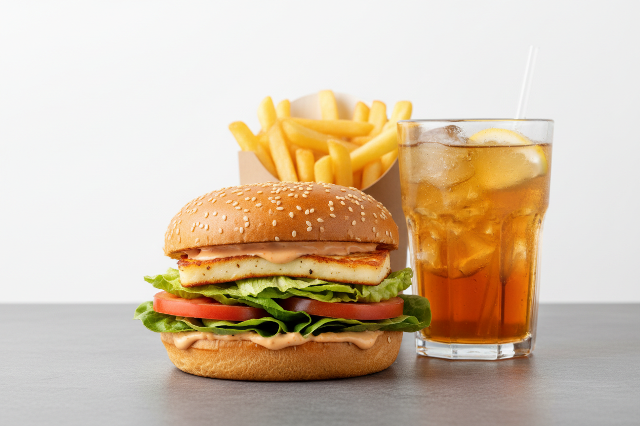 Halloumi Burger + 1xPommes + 1xGetränk