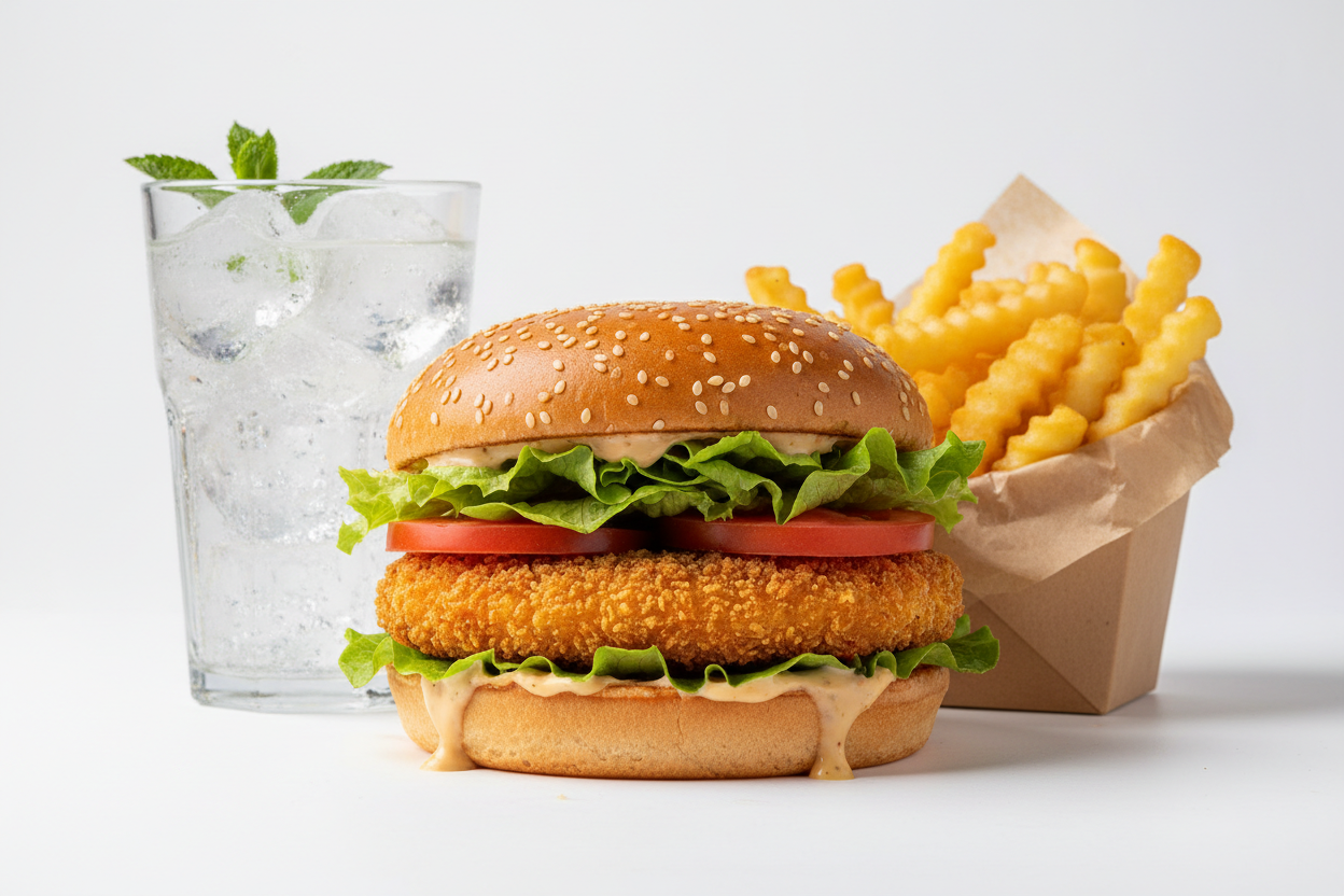 Vegetarian Chicken Burger + 1x Pommes + 1xGetränk Hauptbild